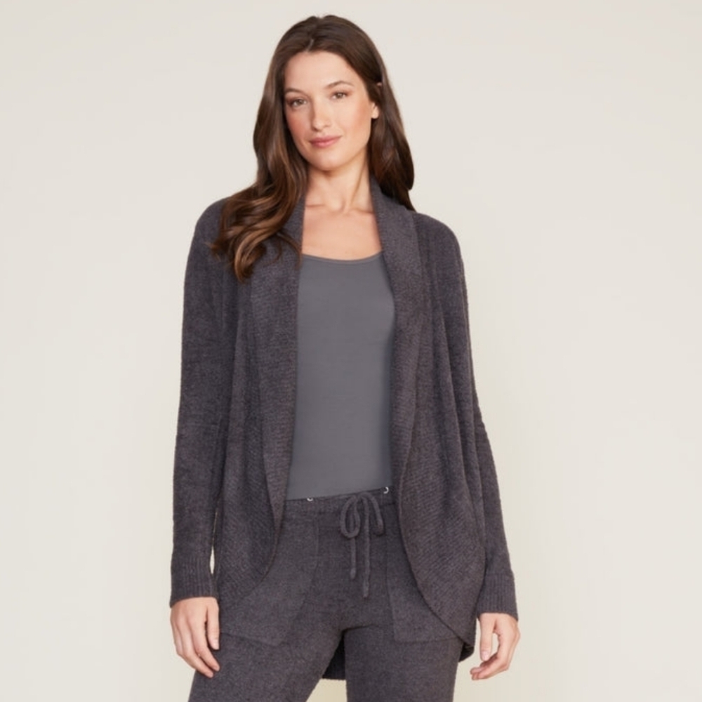 Barefoot Dreams CozyChic Lite Circle Cardi Open Front Cardigan Carbon XS